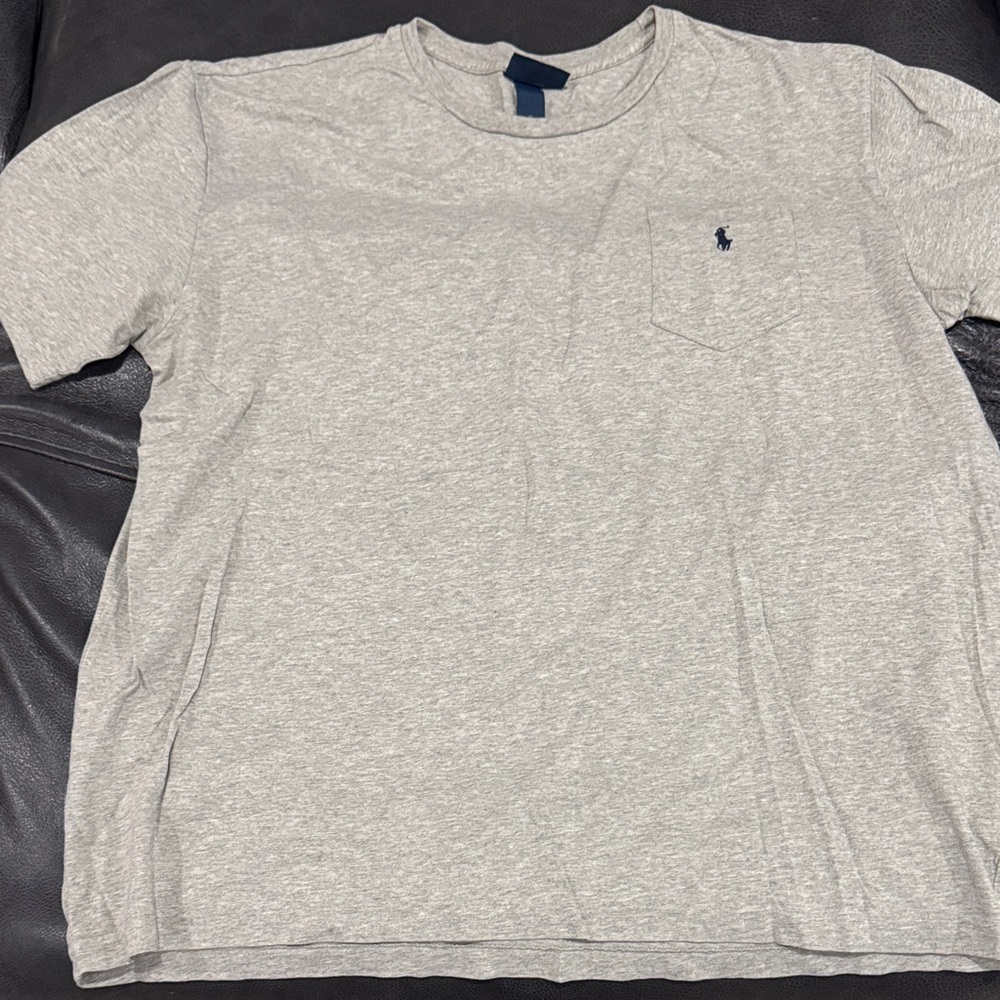 Classic Ralph Lauren Polo Gray Men's T-Shirt with Pocket